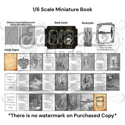 Printable The Raven Miniature Book - Gustave Dore Illustrations Instant PDF Download