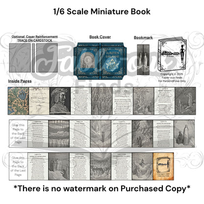 Printable Dante's Paradise Miniature Book - Instant PDF Download