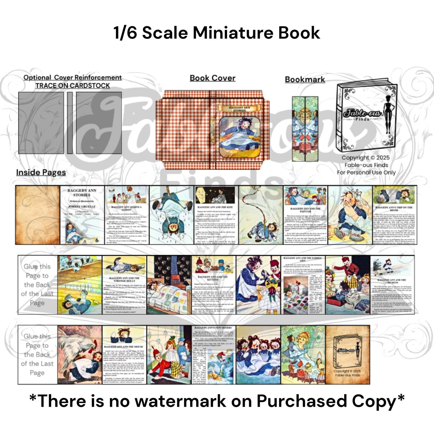 Printable Raggedy Ann Stories Miniature Book - Instant PDF Download