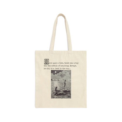 And Never Grew Up - Peter Pan and Wendy Classic Illustration Cotton Canvas Tote Bag