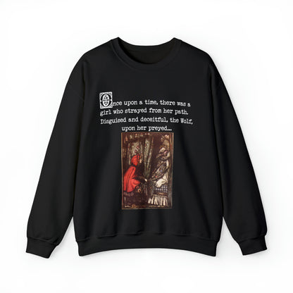 She Conquered It - Red Riding Hood Classic Fairytale Vintage Illustration Unisex Pullover Sweatshirt