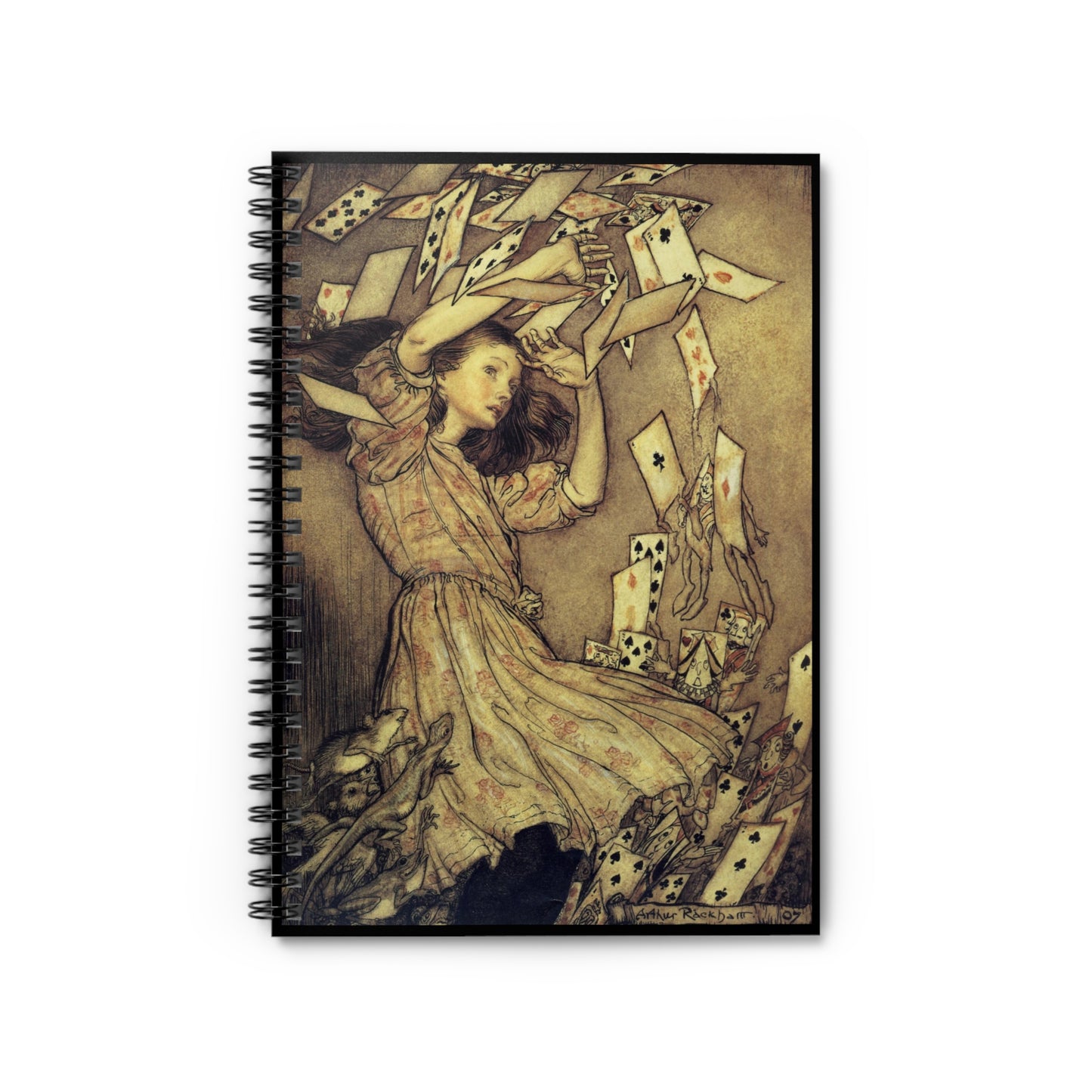 Fairytale Page | Alice and the House of Cards Spiral Notebook - Ruled Line | Vintage Classic Illustration