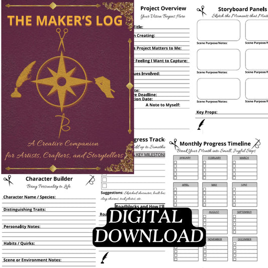 The Maker's Log: A Creative Companion for Artists, Crafters, and Storytellers - Instant PDF Download