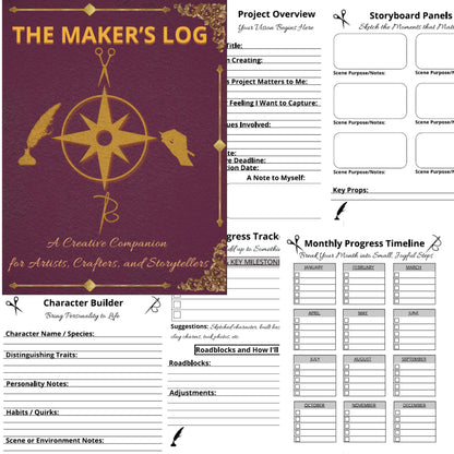 The Maker's Log: A Creative Companion for Artists, Crafters, and Storytellers - Instant PDF Download