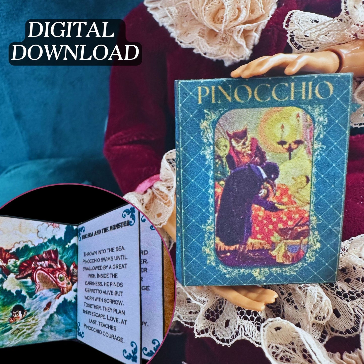 Printable Pinocchio Miniature Book - Instant PDF Download