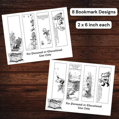 Winnie the Pooh Printable Coloring Bookmarks - Instant PDF Download