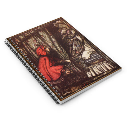 Fairytale Page | Red Riding Hood Printed Spiral Notebook - Ruled Line | Vintage Classic Illustration