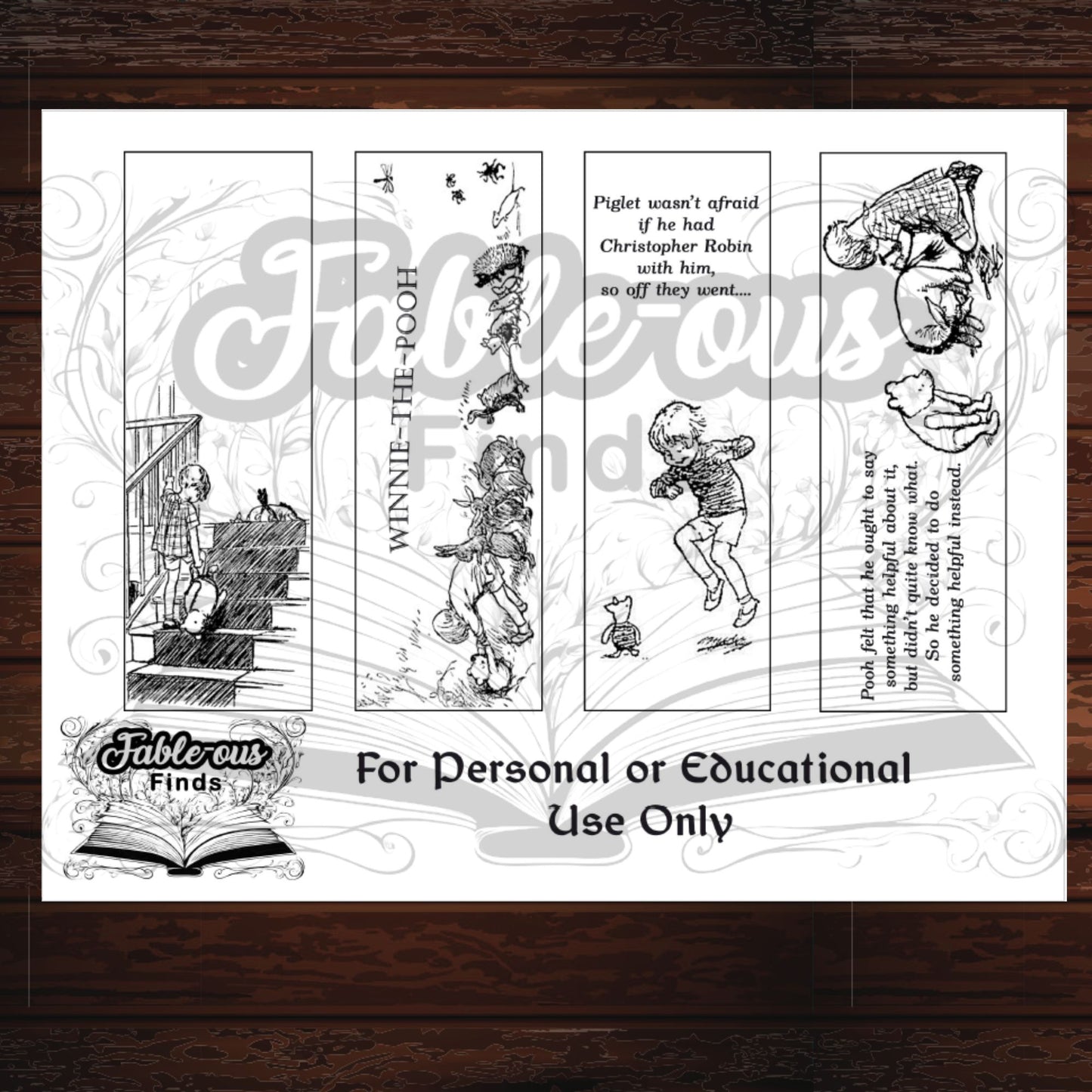 Winnie the Pooh Printable Coloring Bookmarks - Instant PDF Download