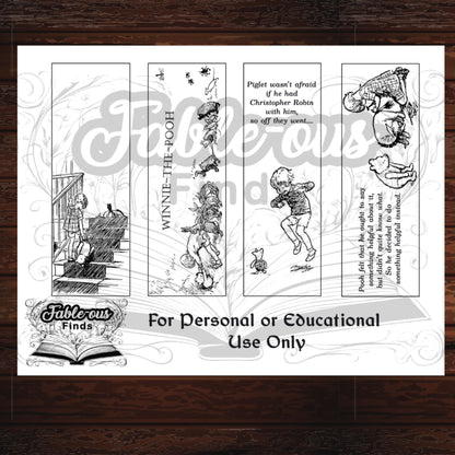 Winnie the Pooh Printable Coloring Bookmarks - Instant PDF Download