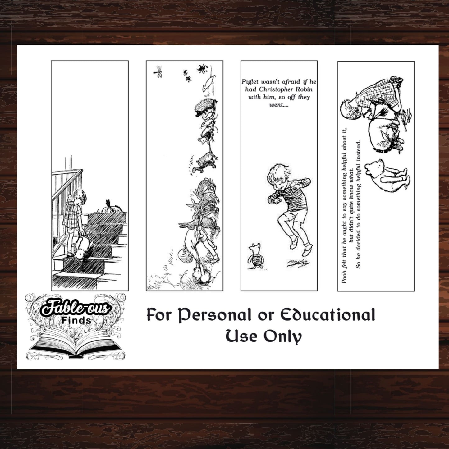 Winnie the Pooh Printable Coloring Bookmarks - Instant PDF Download