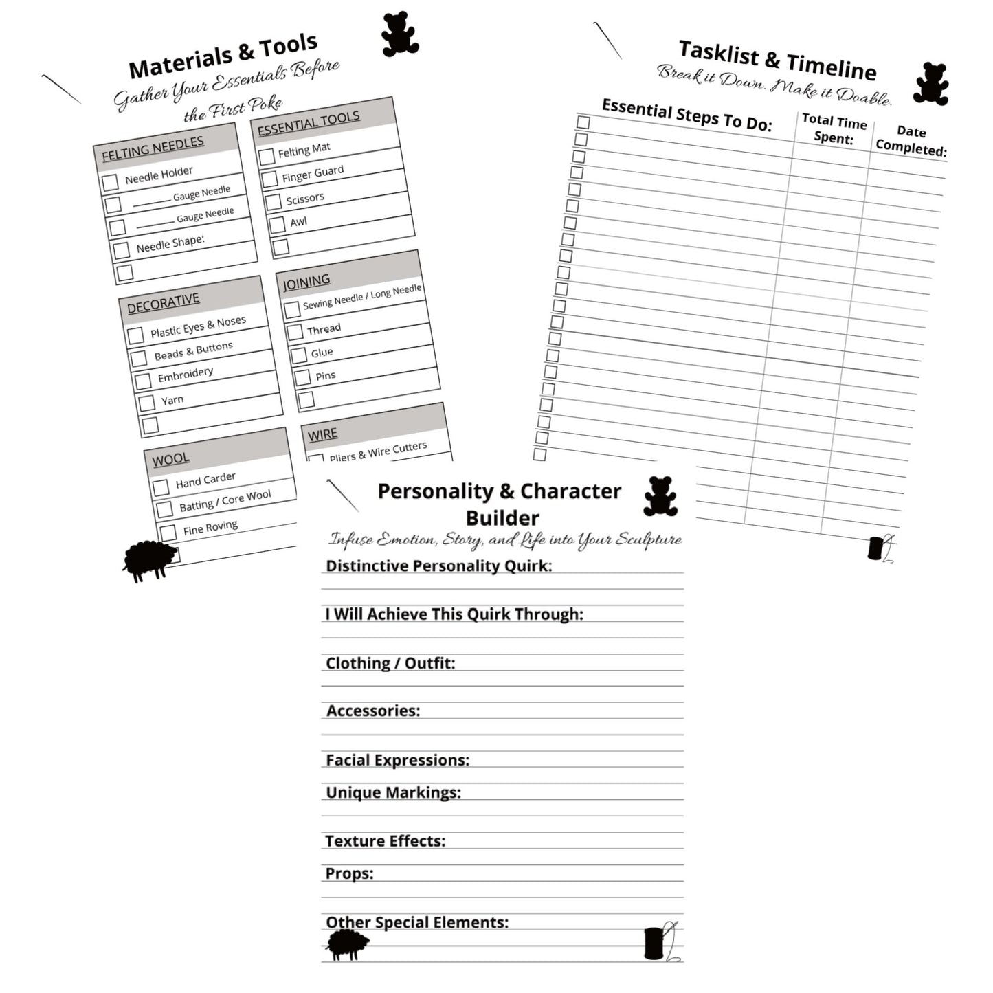 The Needle Felter's Log: A Creative Planning Journal for Wool Sculptors and Fiber Storytellers - Instant PDF Download