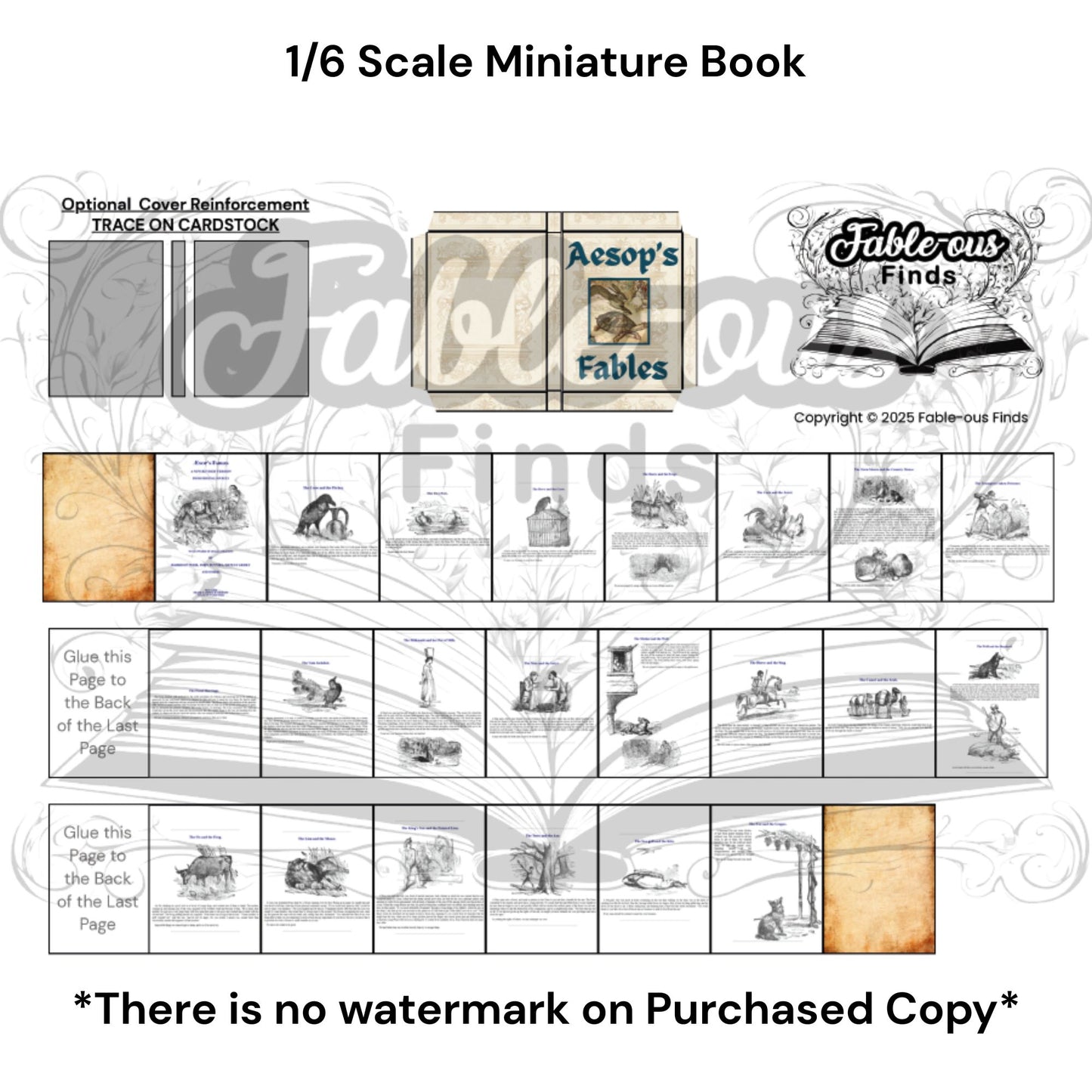 Printable Aesop's Fables Miniature Book - Instant PDF Download