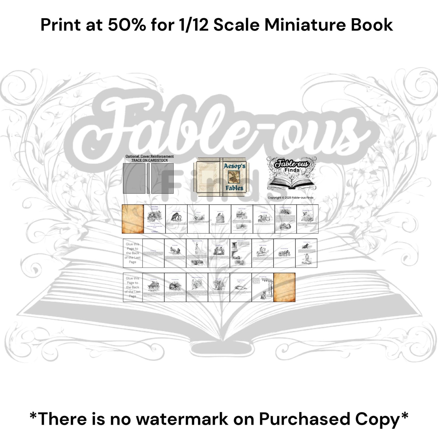 Printable Aesop's Fables Miniature Book - Instant PDF Download