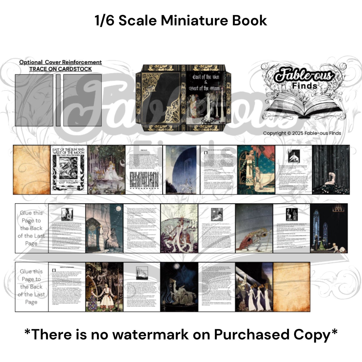 Printable East of the Sun and West of the Moon Miniature Book - Instant PDF Download