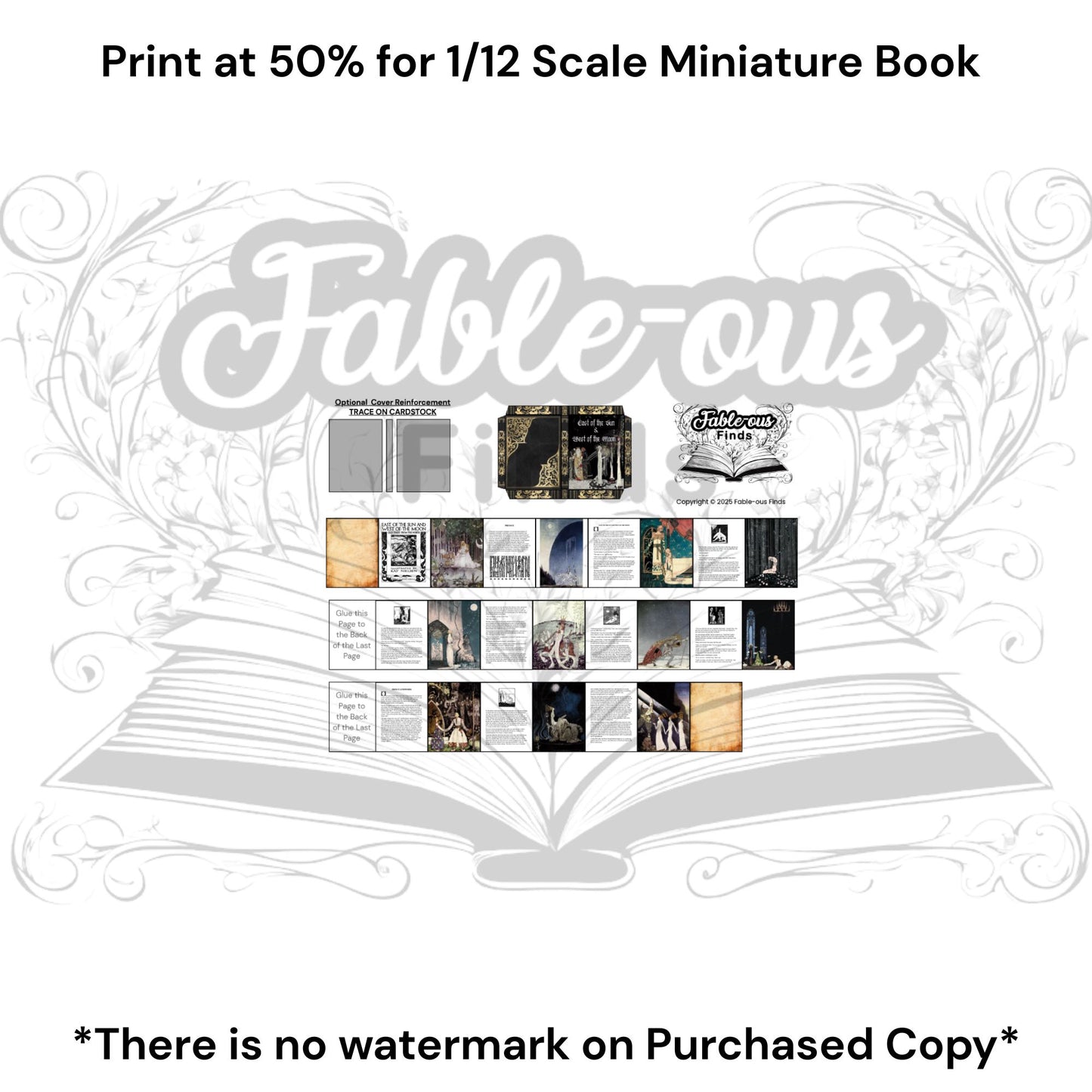 Printable East of the Sun and West of the Moon Miniature Book - Instant PDF Download