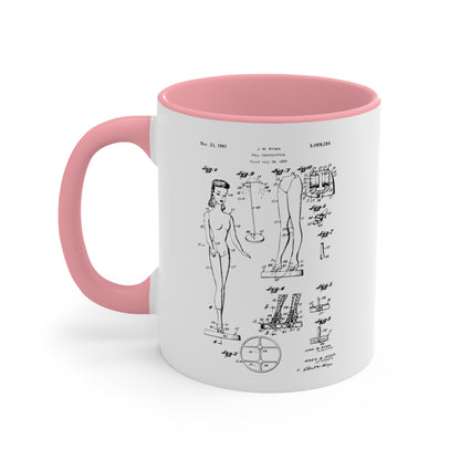 Doll Construction Patent 11 oz. Ceramic Mug - Black or Pink Handle