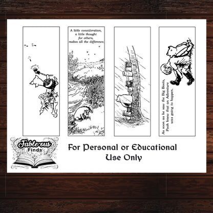 Winnie the Pooh Printable Coloring Bookmarks - Instant PDF Download