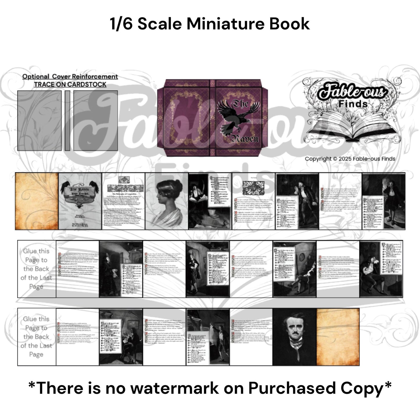 Printable The Raven Miniature Book - Instant PDF Download