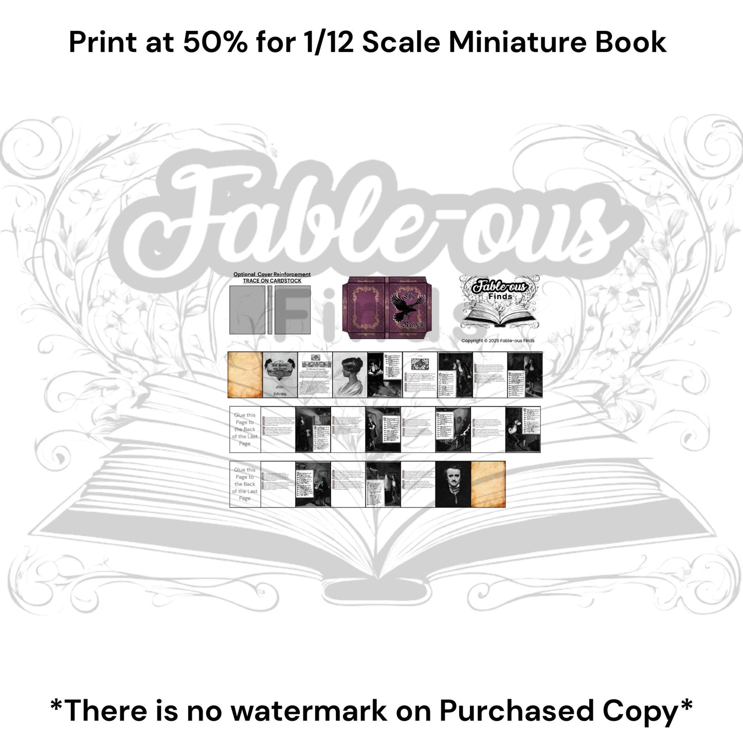 Printable The Raven Miniature Book - Instant PDF Download