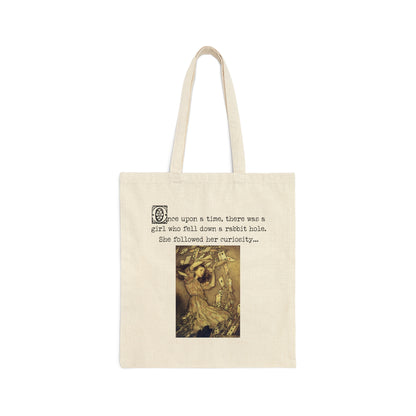 And Learned to Trust Her Instincts - Alice's Adventures in Wonderland Classic Fairytale Vintage Illustration Cotton Canvas Tote Bag