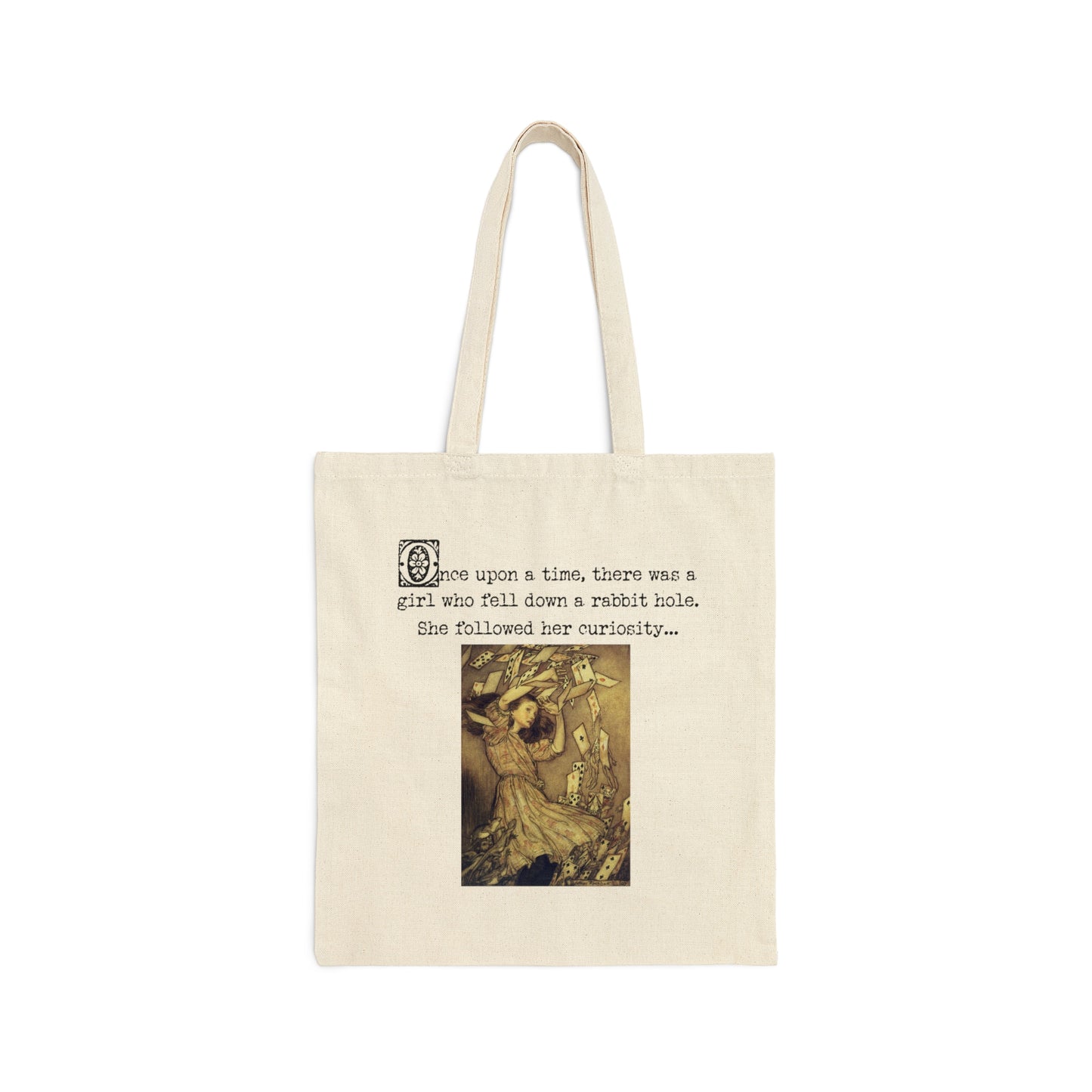 And Learned to Trust Her Instincts - Alice's Adventures in Wonderland Classic Fairytale Vintage Illustration Cotton Canvas Tote Bag
