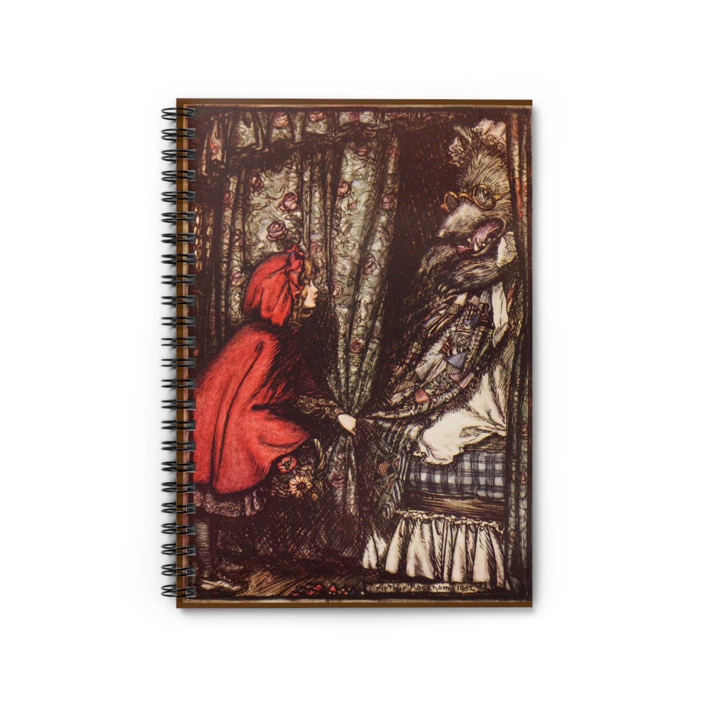 Fairytale Page | Red Riding Hood Printed Spiral Notebook - Ruled Line | Vintage Classic Illustration