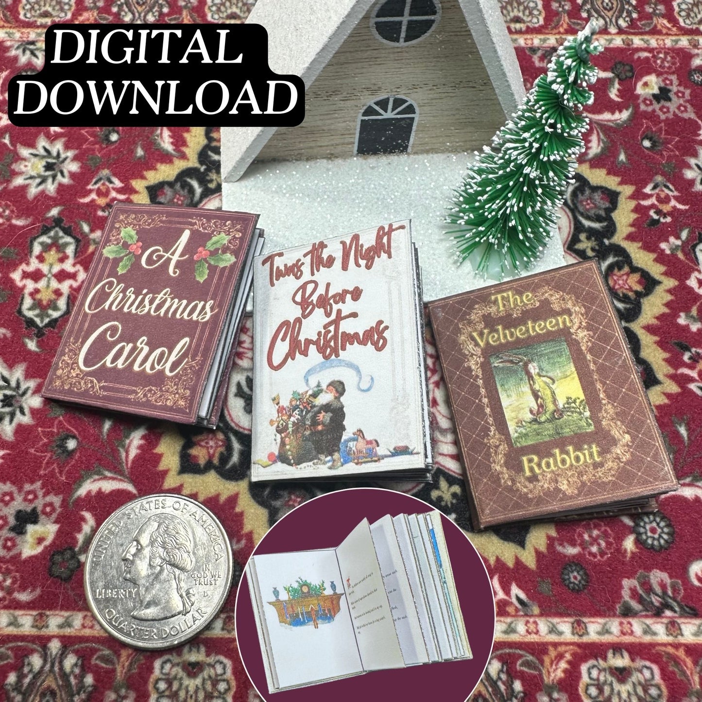 Printable Christmas Stories Miniature Book Bundle of 3 - Instant PDF Download