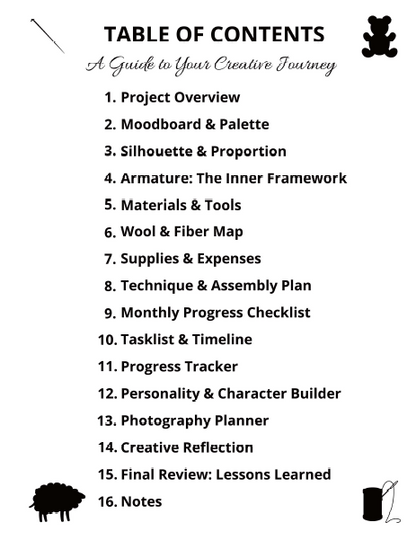 The Needle Felter's Log: A Creative Planning Journal for Wool Sculptors and Fiber Storytellers - Instant PDF Download