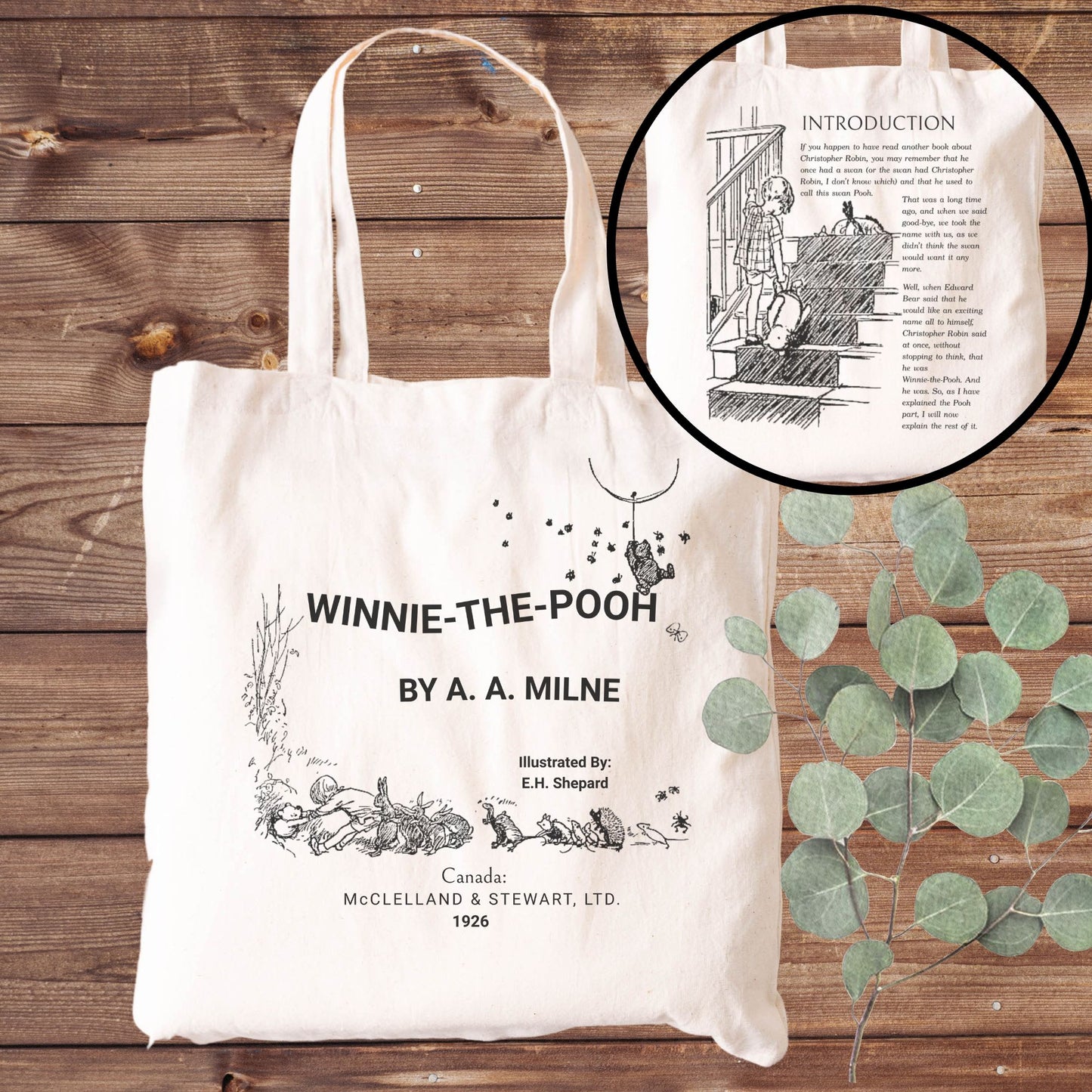 Classic Winnie the Pooh Book Cover Tote Bag