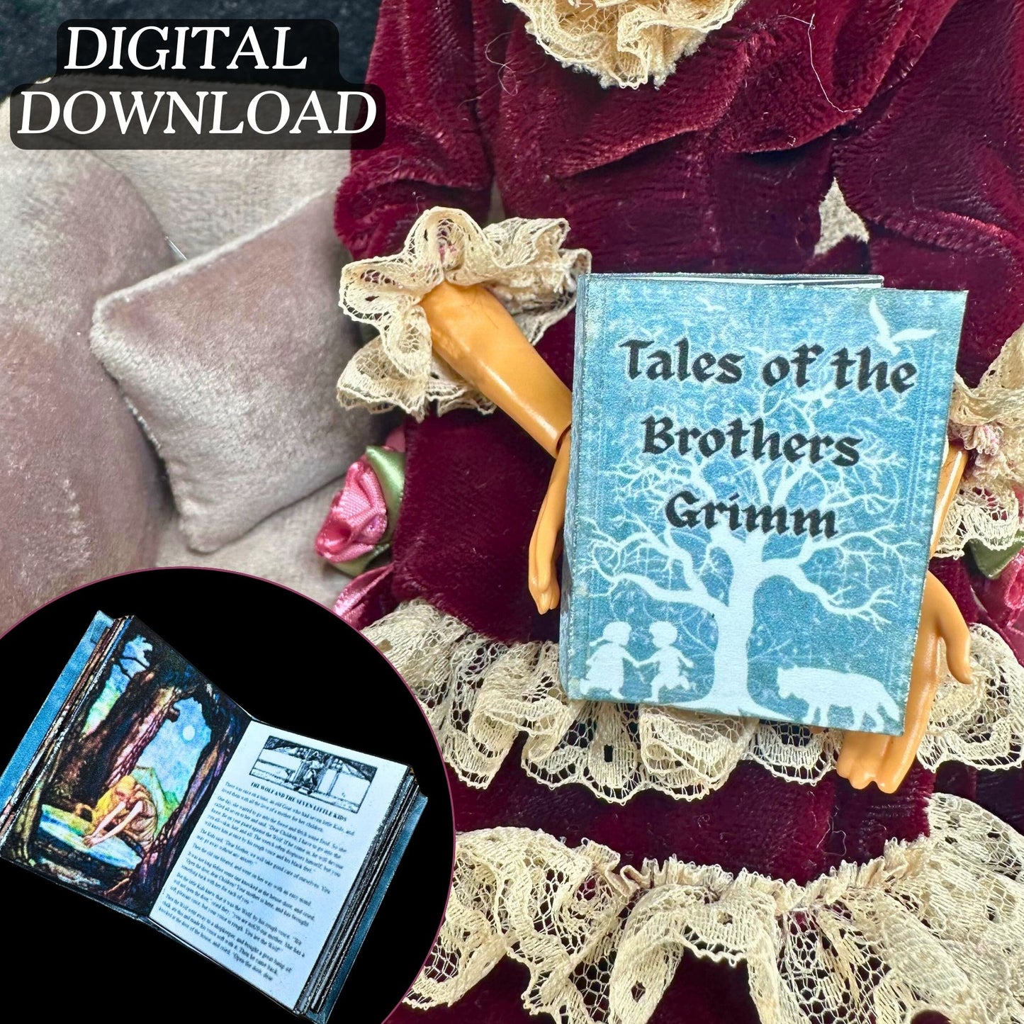 Printable Tales of the Brothers Grimm Miniature Book - Instant PDF Download