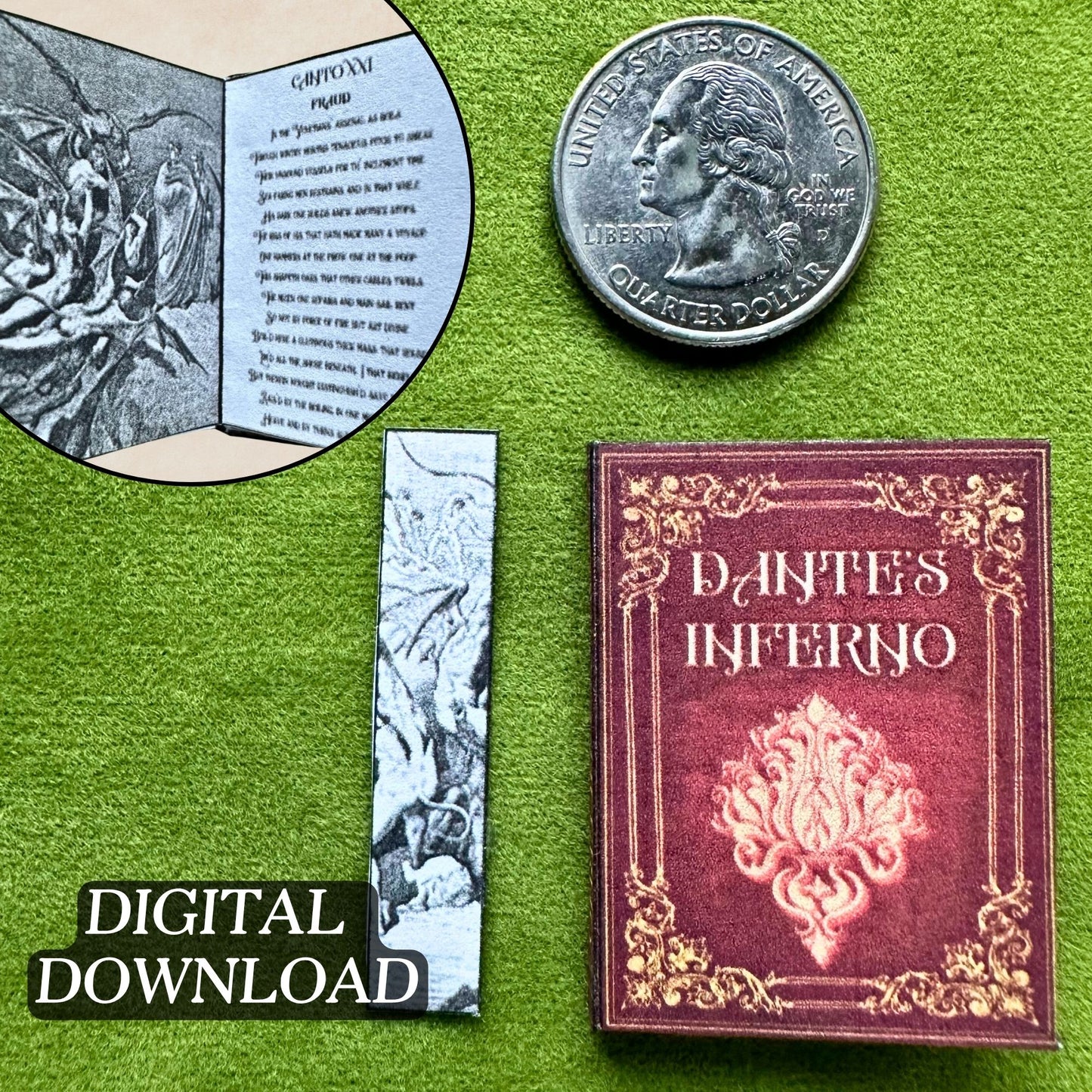 Printable Dante's Inferno Miniature Book - Instant PDF Download