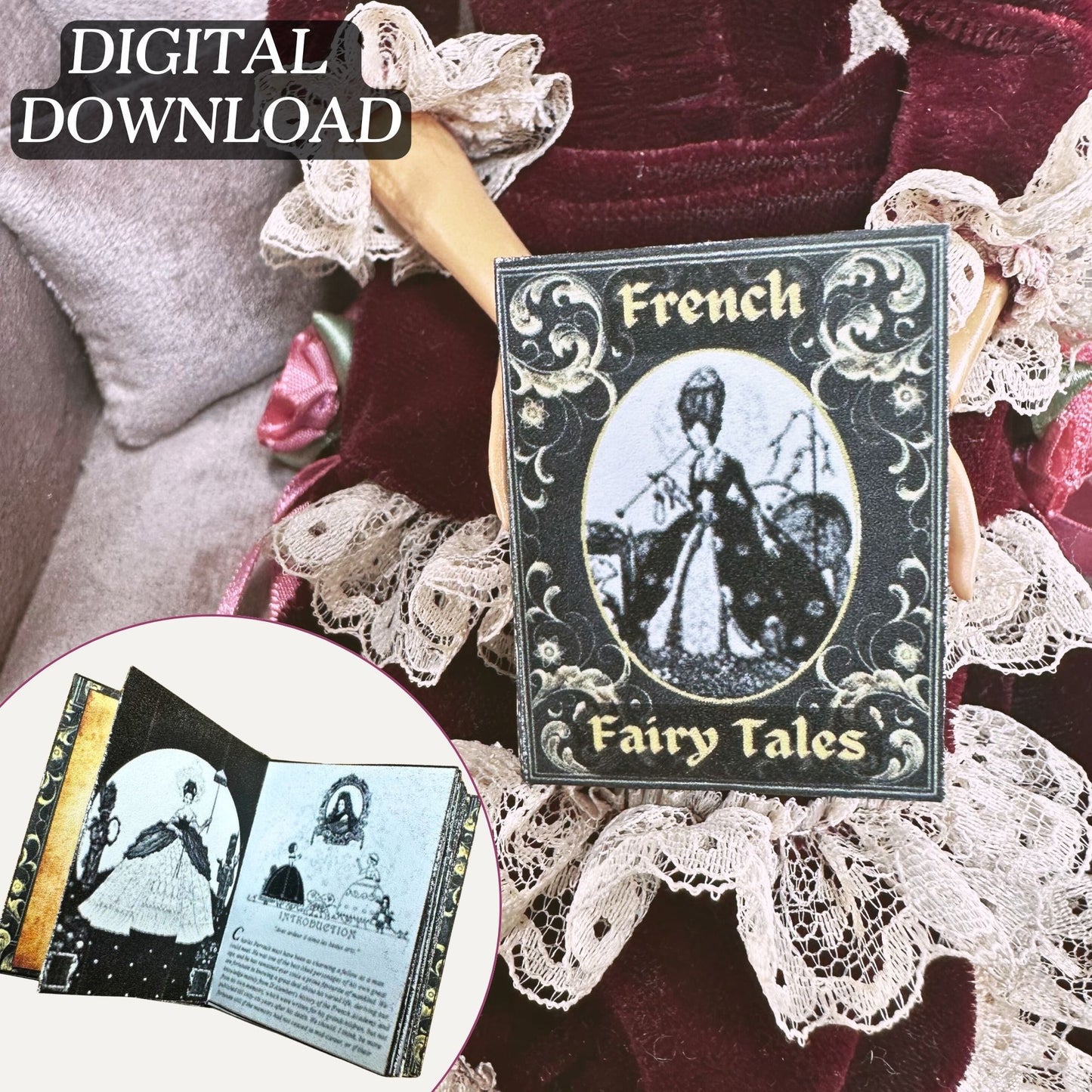 Printable French Fairy Tales Miniature Book - Instant PDF Download