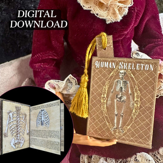 Printable Human Skeleton Miniature Reference Book - Instant PDF Download