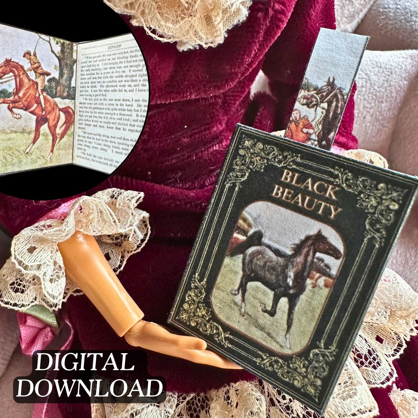 Printable Black Beauty Miniature Book - Instant PDF Download