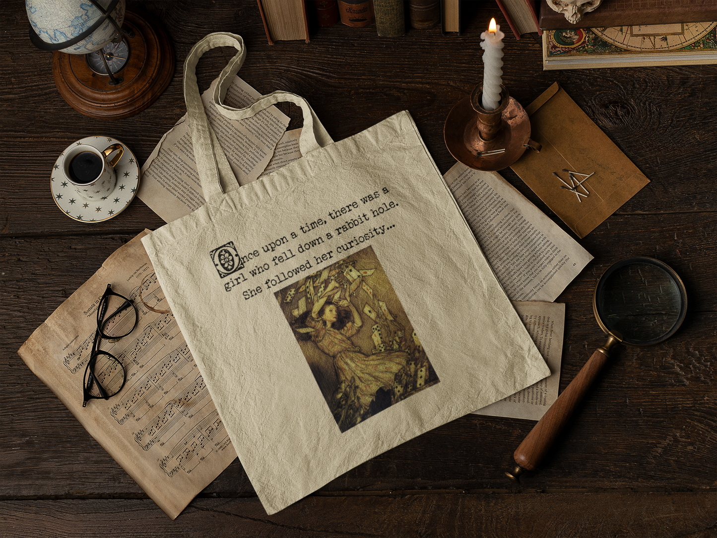 And Learned to Trust Her Instincts - Alice's Adventures in Wonderland Classic Fairytale Vintage Illustration Cotton Canvas Tote Bag