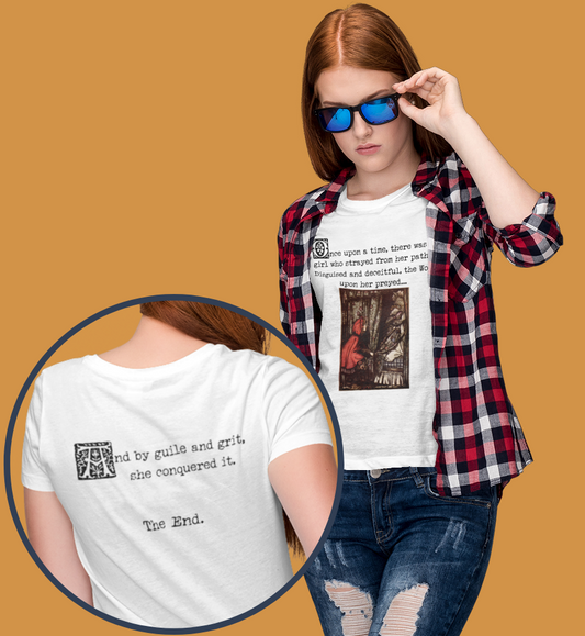 She Conquered It - Red Riding Hood Classic Fairytale Vintage Illustration Unisex Short Sleeve Shirt