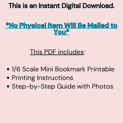 Printable Mini Bookmarks 16 pc. Set - Instant PDF Download