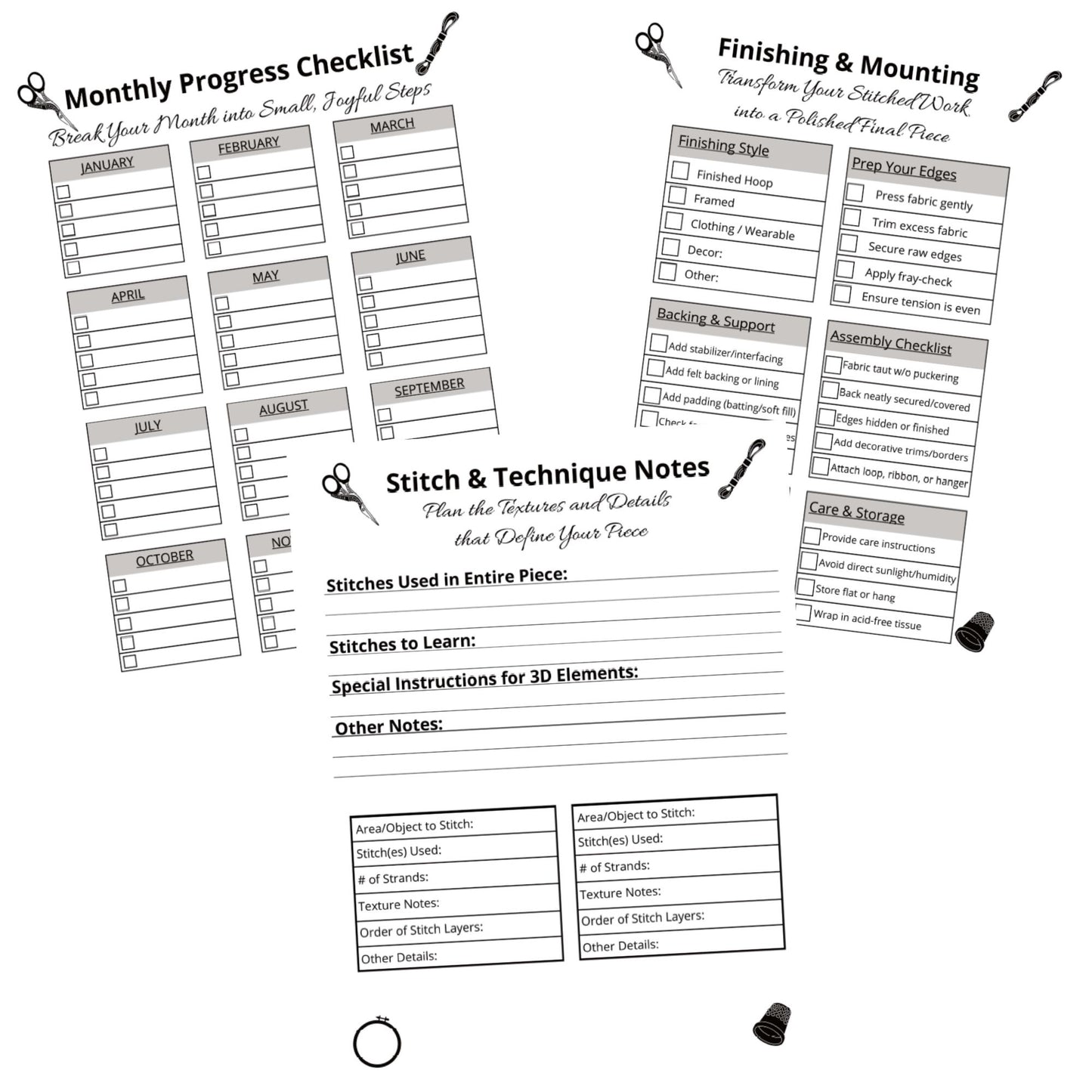 The Embroiderer's Log: A Planning Journal for Stitchers and Textile Storytellers - Instant PDF Download