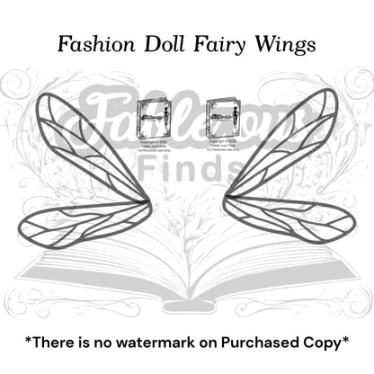 Printable 11.5" Fashion Doll Fairy Wings - Instant PDF Download