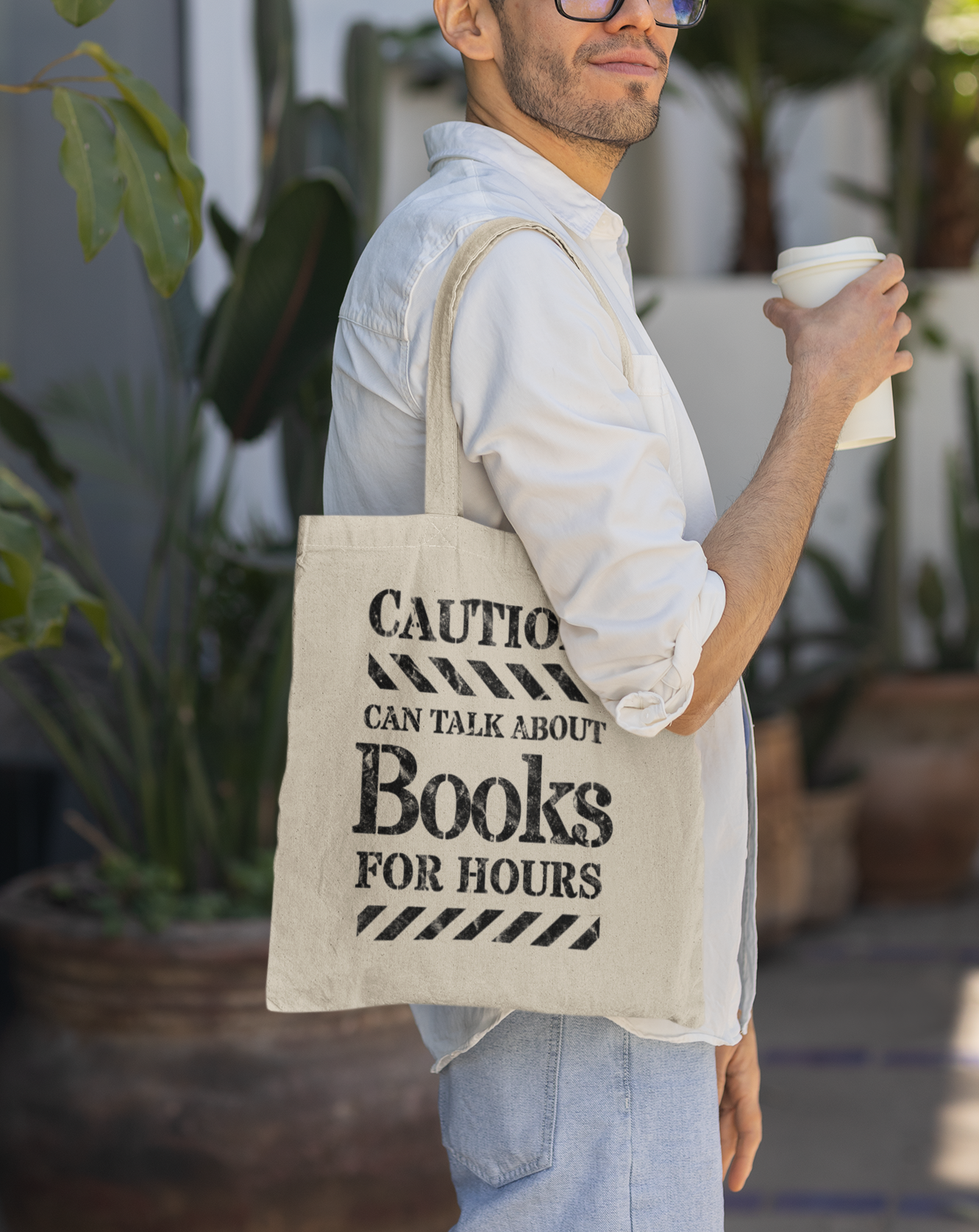 Caution! Can Talk About Books For Hours Cotton Canvas Tote Bag