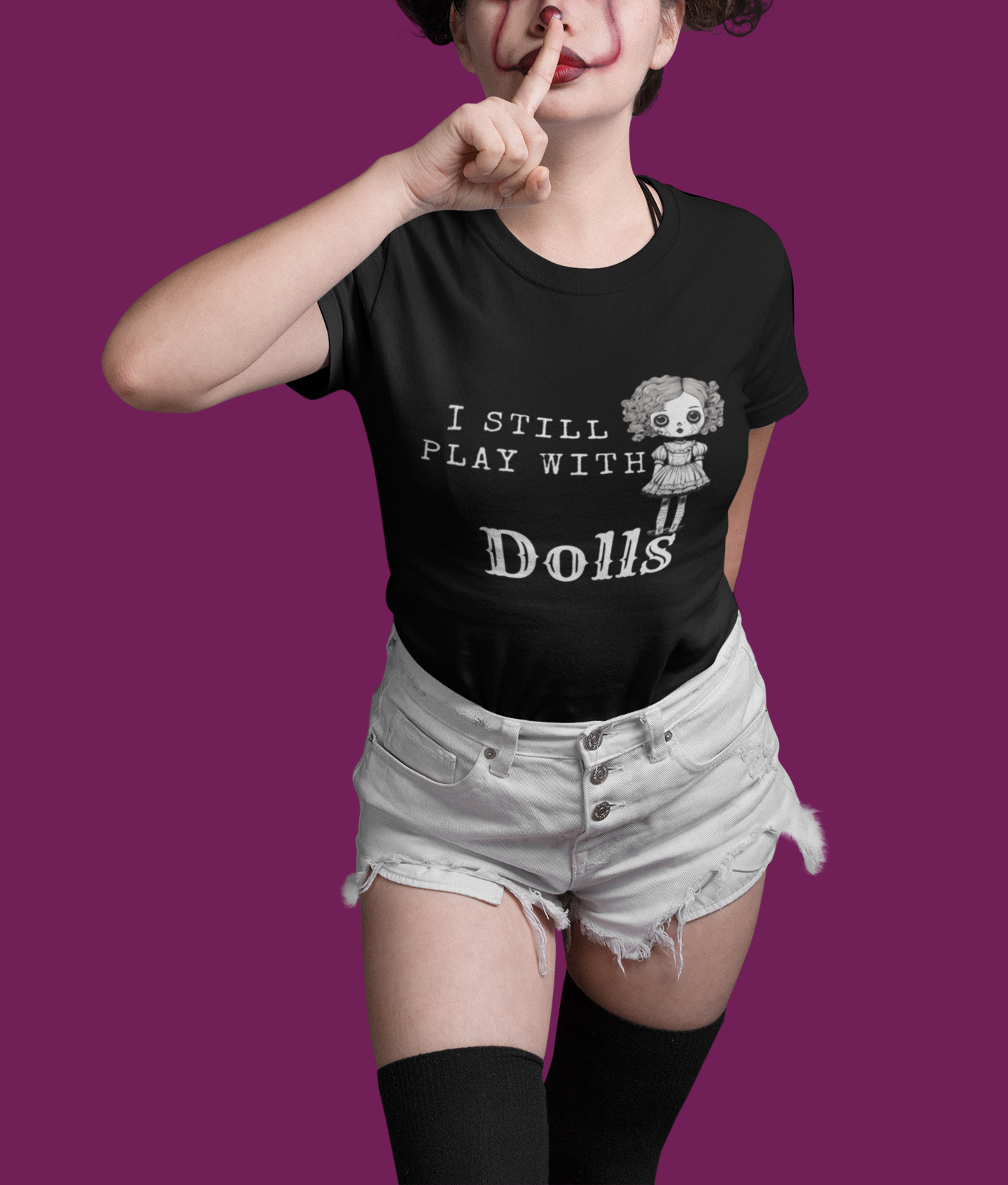 I Still Play With Dolls Creepy Vintage Porcelain Doll Unisex Short Sleeve Halloween Tee