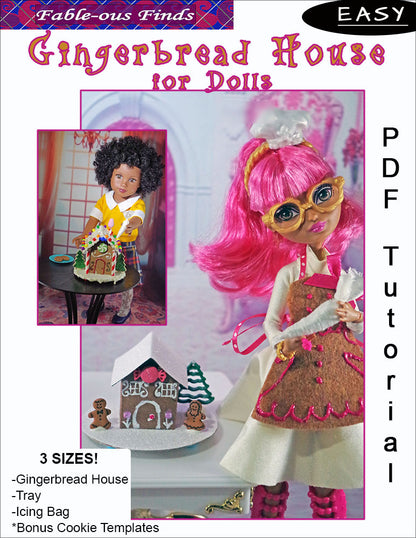 Gingerbread House for Dolls PDF Sewing Pattern and Tutorial Cover