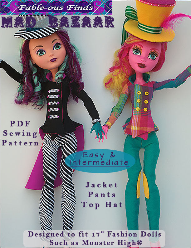 17" Monster High Mad Bazaar Sewing Pattern Cover