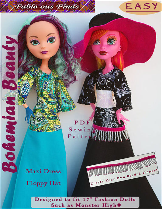 17" Monster High Bohemian Beauty Sewing Pattern Cover
