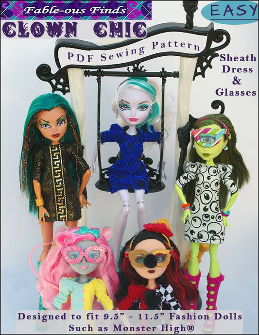 Monster High and Ever After High Clown Chic PDF Sewing Pattern Cover