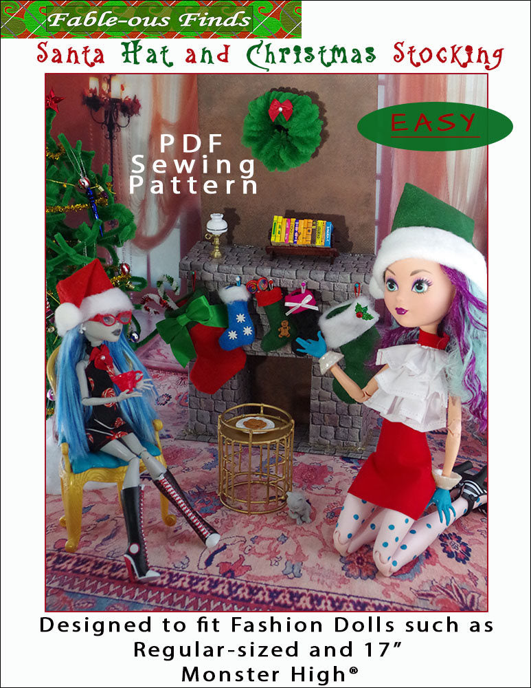Santa Hat and Christmas Stocking PDF Sewing Pattern Cover