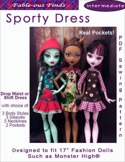 17" Monster High Sporty Dress PDF Sewing Pattern Cover