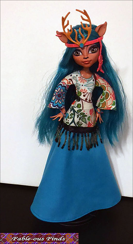 Bohemian Beauty Maxi Dress Front View on Monster High doll
