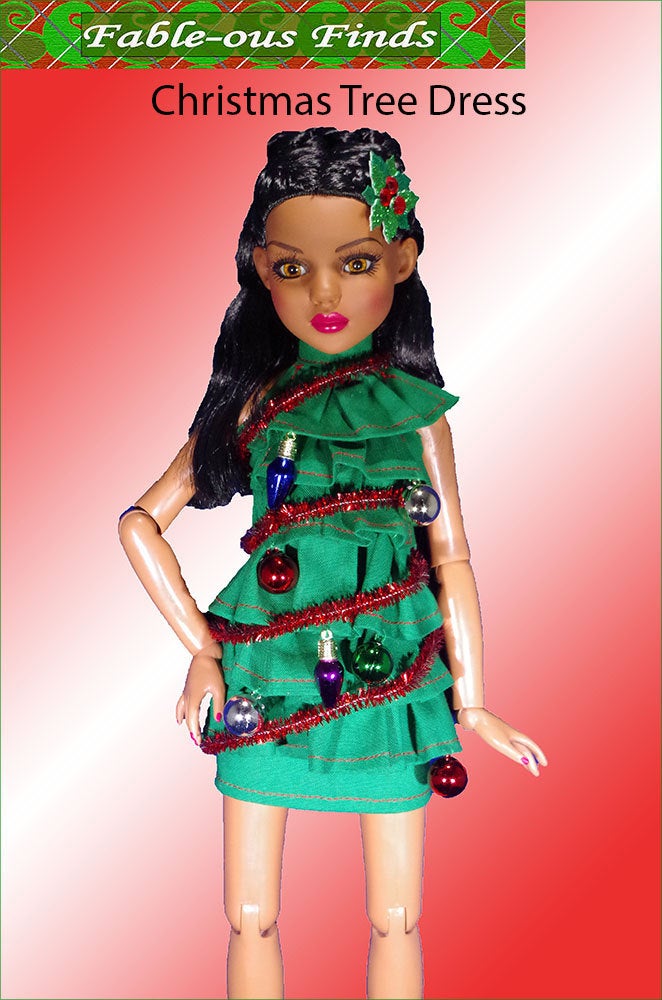 Burst into Tiers Christmas Tree Dress Front View