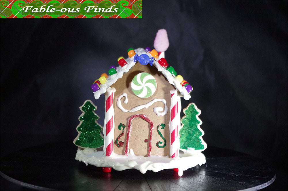 Gingerbread House for Dolls Decorated Closeup 1